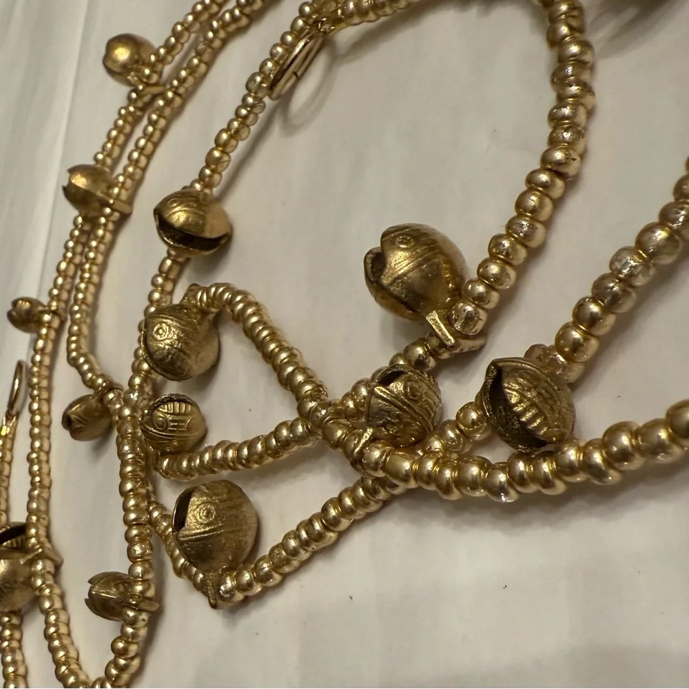 Handmade Beaded Garland with Vintage Brass Bells